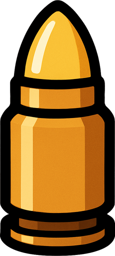 bullet.
In-Game asset.  2d.  High contrast.  No shadows