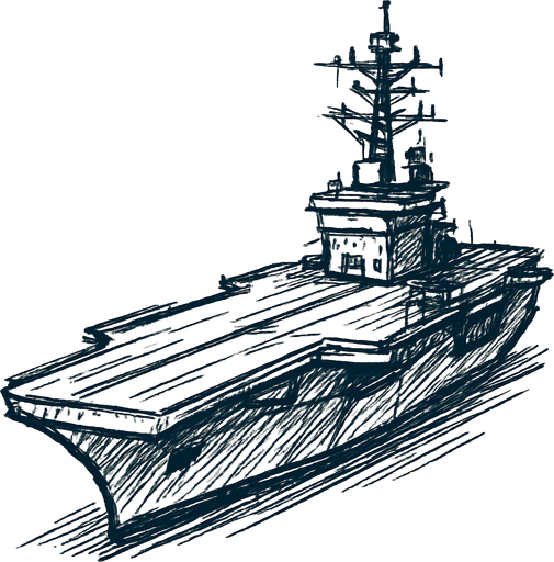 sketch tarzında carrier gemisi.
In-Game asset.  2d.  High contrast.  No shadows