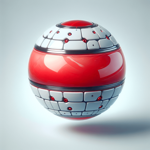 Red and white round jelly with effects steel robotic.
Single Game Texture. In-Game asset. 2d. Blank background. High contrast. No shadows.