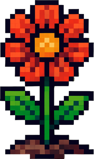 uan flor pixelar para plantar, sin matera sola una hermosa flor.
In-Game asset.  2d.  High contrast.  No shadows