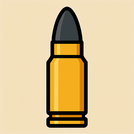 Modern çağ dönemi cephane mermisi.
In-Game asset.  2d.  High contrast.  No shadows