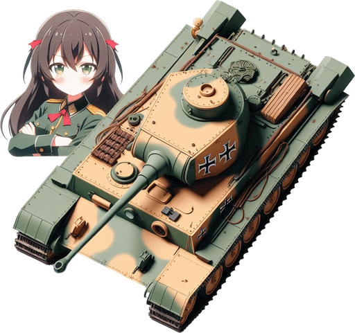 vertical 2d anime image style. german nazi ww2 battle tank. top down image.
Single Game Texture.  In-Game asset.  2d.  Blank background.  High contrast.  No shadows