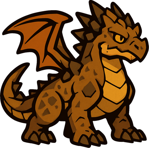 Dragon terre.
In-Game asset.  2d.  High contrast.  No shadows
