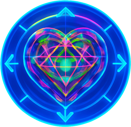 Spherical round directional arrows Neon cyberpunk mobile game trackpad too down flat 3d 2d hologram futuristic magic occult chic