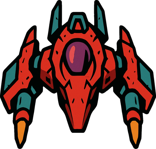 enimy space ship.
In-Game asset.  2d.  High contrast.  No shadows