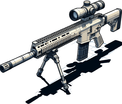 a gun awm facing up side.
Single Game Texture. In-Game asset. 2d. Blank background. High contrast. No shadows.