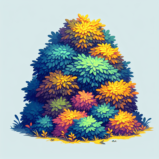 bush.
Single Game Texture. In-Game asset. 2d. Blank background. High contrast. No shadows.