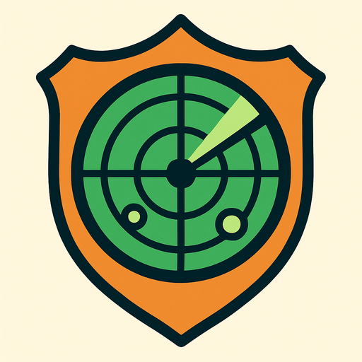 A shield with radar.
In-Game asset.  2d.  High contrast.  No shadows