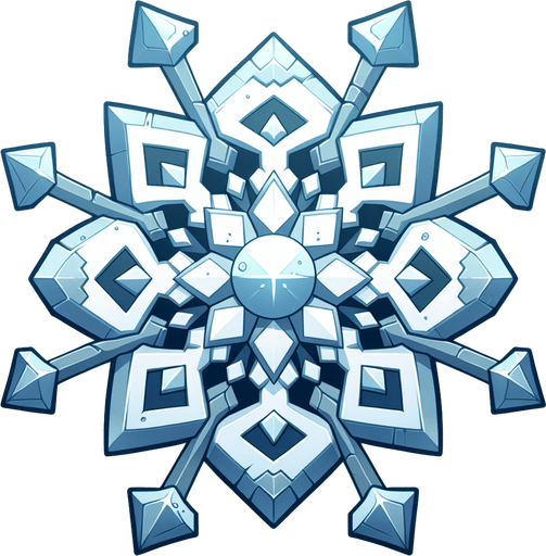 снежинка. мультяшная.
Single Game Texture.  In-Game asset.  2d.  Blank background.  High contrast.  No shadows