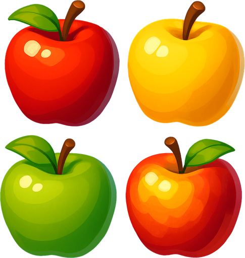 Pack of different Apples, 3D Apples, without black lines around it!
In-Game asset.  High contrast.  No shadows. 3D