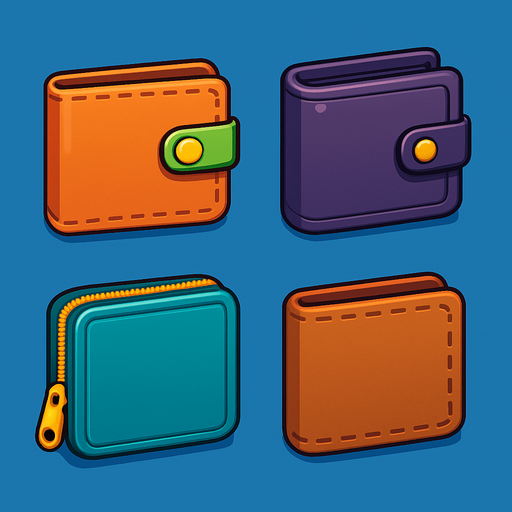 Pack of different wallets.
In-Game asset.  High contrast.  No shadows. 3D