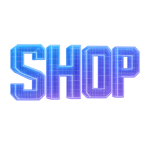 Neon cyberpunk 3d hologram glowing SHOP