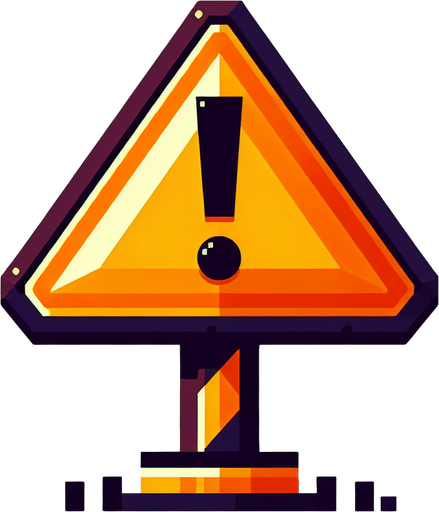 Danger sign.
Single Game Texture. In-Game asset. 2d. Blank background. High contrast. No shadows.
