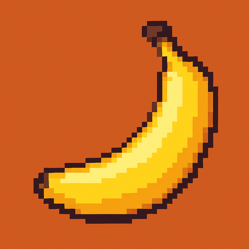 a pixel art of a banana.
In-Game asset.  2d.  High contrast.  No shadows