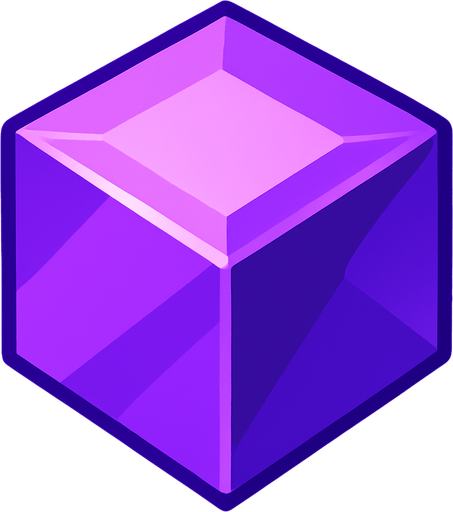 cristal morado cubico 2d.
In-Game asset.  2d.  High contrast.  No shadows