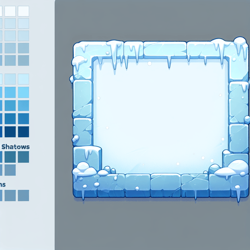 Frozen blank backboard rectangle. Cartoon. Single Game Texture. In-Game asset. 2d. Blank background. High contrast. No shadows. No outlines.