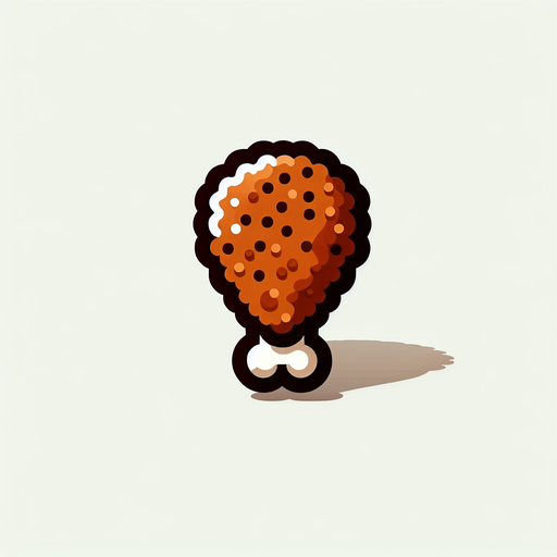 A fried chicken thigh icon Single Game Texture. In-Game asset. 2d. Blank background. High contrast. No shadows.