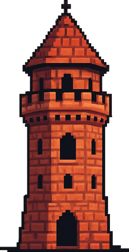 pixel art askari kule.
In-Game asset.  2d.  High contrast.  No shadows