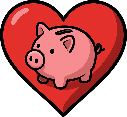 Just the heart from this image with a piggy bank in the center.