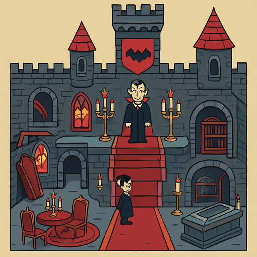 vampire castle rpg. 2d. no shadows.