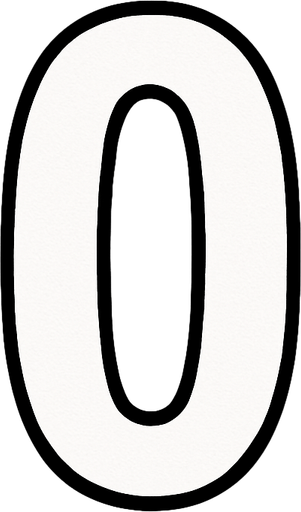 Rectangular card numbered 0, with a white border around it and a gray background..
In-Game asset.  2d.  High contrast.  No shadows