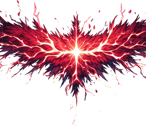 horizontal branch of red light thunder anime style.
Single Game Texture.  In-Game asset.  2d.  Blank background.  High contrast.  No shadows
