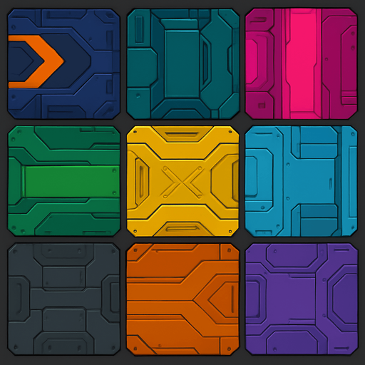 Futuer complicated floors. Different colors. HD colors.
In-Game asset.  2d.  High contrast.  No shadows