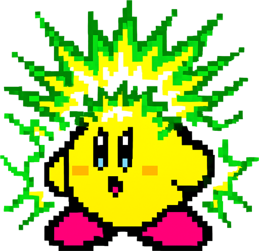 Spark kirby.
In-Game asset.  2d.  High contrast.  No shadows