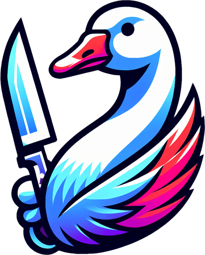 Goose with a knife.
Single Game Texture.  In-Game asset.  2d.  Blank background.  High contrast.  No shadows