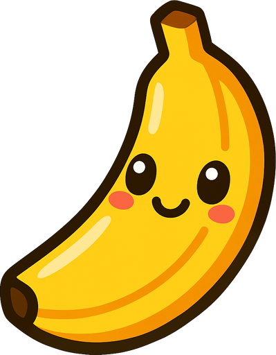 Banana cute.
In-Game asset.  2d.  High contrast.  No shadows