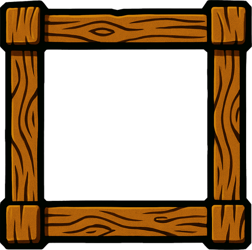 a wooden frame.
In-Game asset.  2d.  High contrast.  No shadows