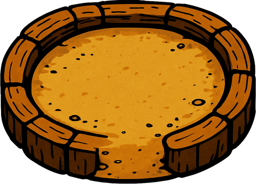 oval kütük küçük bir meydan gibi üstten görünümlü.
In-Game asset.  2d.  High contrast.  No shadows