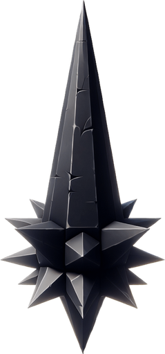 black spike.
Single Game Texture. In-Game asset. 2d. Blank background. High contrast. No shadows.