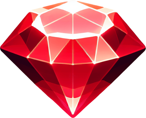 A red gem.
Single Game Texture.  In-Game asset.  2d.  Blank background.  High contrast.  No shadows