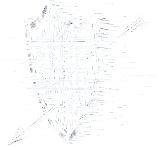 A shield shape that looks warped, dissolving at the edges, or made of static/glitches. Could show an arrow bouncing off at a weird angle or fizzling into nothing..
Single Game Texture.  In-Game asset.  2d.  Blank background.  High contrast.  No shadows