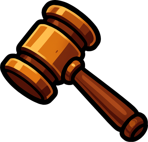 gavel.
In-Game asset.  2d.  High contrast.  No shadows