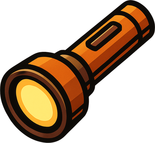 Lampe torche.
In-Game asset.  2d.  High contrast.  No shadows