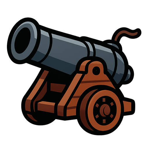 Cannon.
In-Game asset.  2d.  High contrast.  No shadows