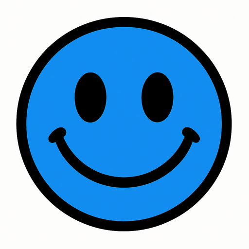 blue circle with smile.
In-Game asset.  2d.  High contrast.  No shadows