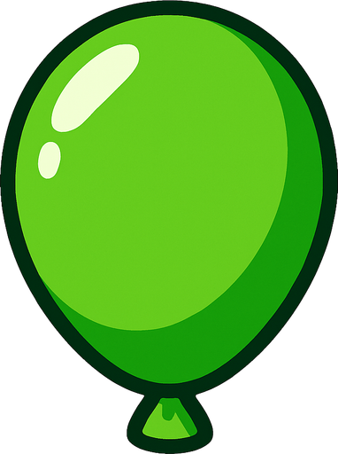 A green balloon without the string..
In-Game asset.  2d.  High contrast.  No shadows