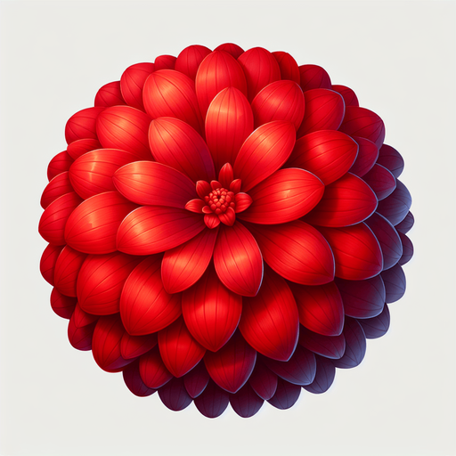 A large red round flower. Top down view.
Single Game Texture. In-Game asset. 2d. Blank background. High contrast. No shadows.