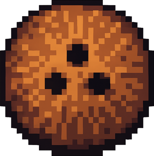 Un coco, visto desde arriba, en 32 bits.
In-Game asset.  2d.  High contrast.  No shadows