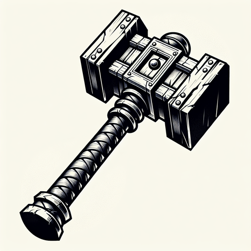 Warcraft 3 art of a hammer..
Single Game Texture. In-Game asset. 2d. Blank background. High contrast. No shadows.