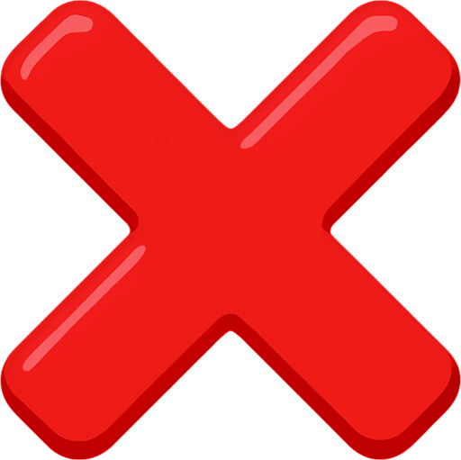 red multiplication sign.
In-Game asset.  2d.  High contrast.  No shadows