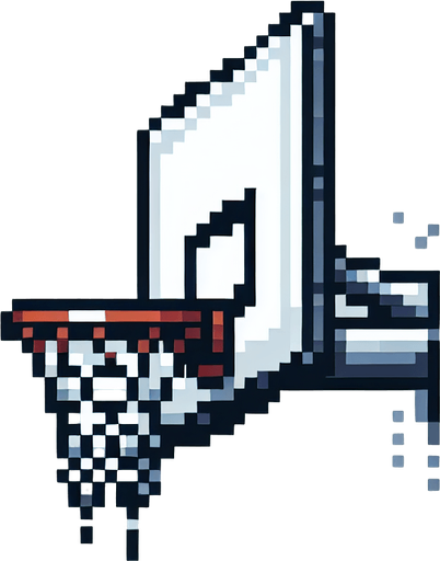 pixel art, an basketball hoop seen from the side..
Blank background. High contrast. No shadows.