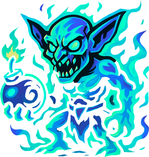 spektral yıkıcı goblin.
In-Game asset.  2d.  High contrast.  No shadows
