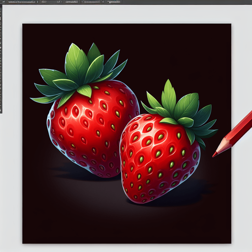 A couple of strawberries.
Single Game Texture. In-Game asset. 2d. Blank background. High contrast. No shadows.