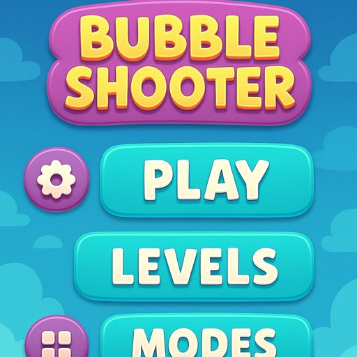 Menu de mi juego Bubble Shooter, con los ajustes, menu de niveles y modos de juego