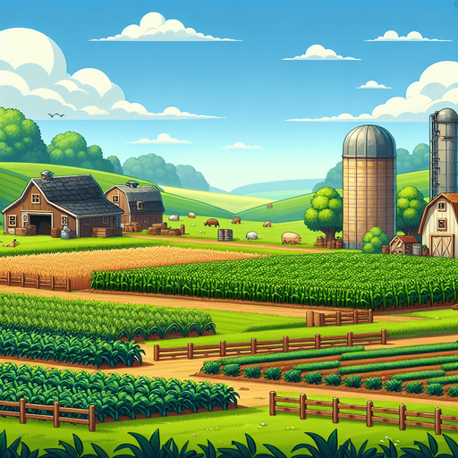 farm style

2D Platformer Background..
Single Game Texture. In-Game asset. 2d. Blank background. High contrast. No shadows.
