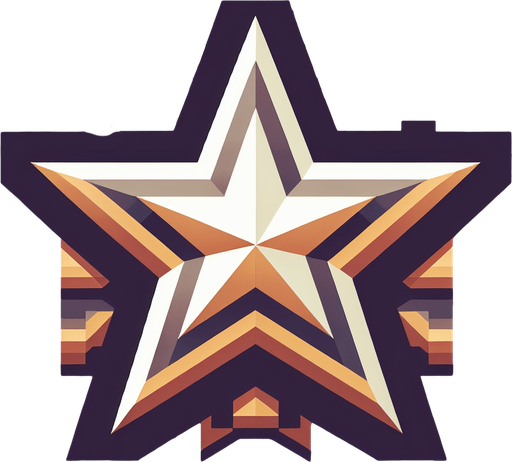 a single 2d star image.
Single Game Texture.  In-Game asset.  2d.  Blank background.  High contrast.  No shadows